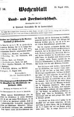 Wochenblatt für Land- und Forstwirthschaft Samstag 23. August 1856