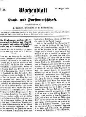 Wochenblatt für Land- und Forstwirthschaft Samstag 30. August 1856