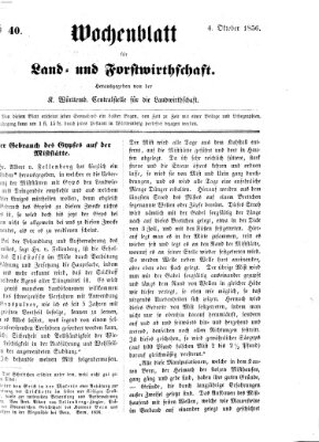 Wochenblatt für Land- und Forstwirthschaft Samstag 4. Oktober 1856