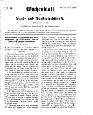 Wochenblatt für Land- und Forstwirthschaft Samstag 13. Dezember 1856