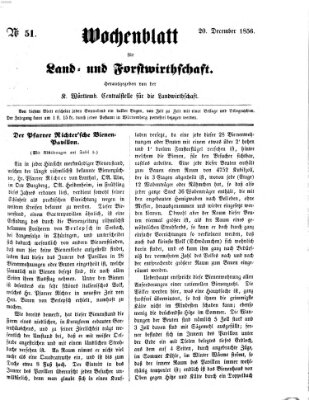 Wochenblatt für Land- und Forstwirthschaft Samstag 20. Dezember 1856