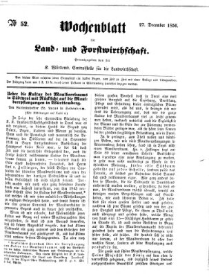 Wochenblatt für Land- und Forstwirthschaft Samstag 27. Dezember 1856