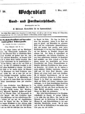 Wochenblatt für Land- und Forstwirthschaft Samstag 7. März 1857