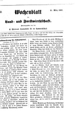 Wochenblatt für Land- und Forstwirthschaft Samstag 21. März 1857