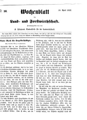 Wochenblatt für Land- und Forstwirthschaft Samstag 18. April 1857