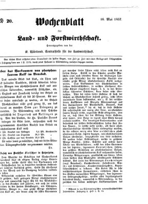 Wochenblatt für Land- und Forstwirthschaft Samstag 16. Mai 1857