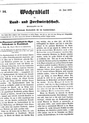 Wochenblatt für Land- und Forstwirthschaft Samstag 13. Juni 1857