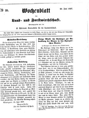 Wochenblatt für Land- und Forstwirthschaft Samstag 20. Juni 1857