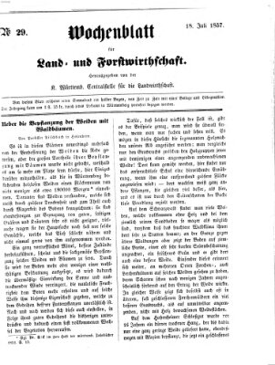 Wochenblatt für Land- und Forstwirthschaft Samstag 18. Juli 1857