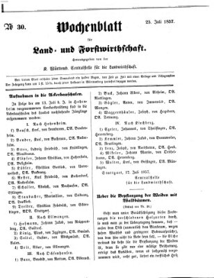 Wochenblatt für Land- und Forstwirthschaft Samstag 25. Juli 1857