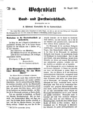 Wochenblatt für Land- und Forstwirthschaft Samstag 29. August 1857