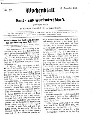 Wochenblatt für Land- und Forstwirthschaft Samstag 12. September 1857