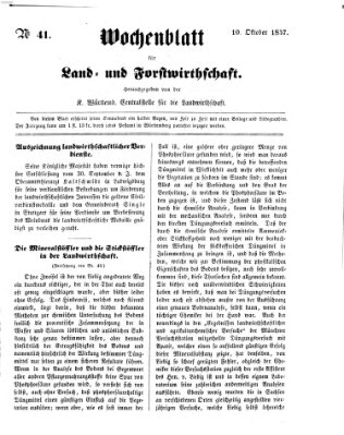 Wochenblatt für Land- und Forstwirthschaft Samstag 10. Oktober 1857