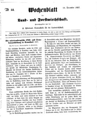 Wochenblatt für Land- und Forstwirthschaft Samstag 19. Dezember 1857