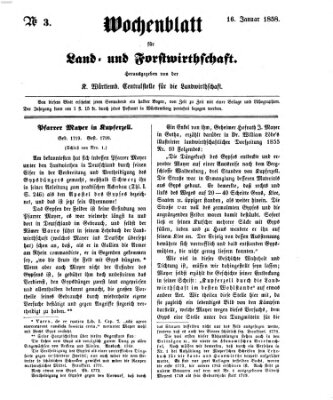 Wochenblatt für Land- und Forstwirthschaft Samstag 16. Januar 1858