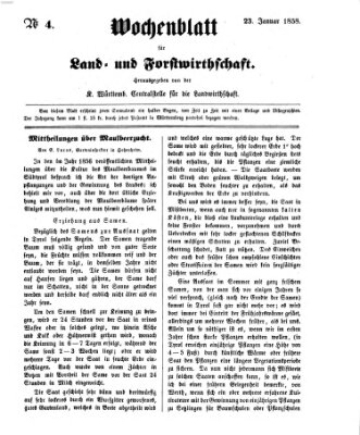 Wochenblatt für Land- und Forstwirthschaft Samstag 23. Januar 1858