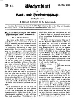 Wochenblatt für Land- und Forstwirthschaft Samstag 13. März 1858