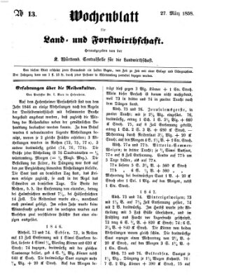 Wochenblatt für Land- und Forstwirthschaft Samstag 27. März 1858