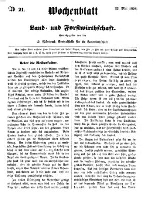 Wochenblatt für Land- und Forstwirthschaft Samstag 22. Mai 1858