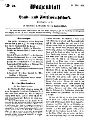 Wochenblatt für Land- und Forstwirthschaft Samstag 29. Mai 1858