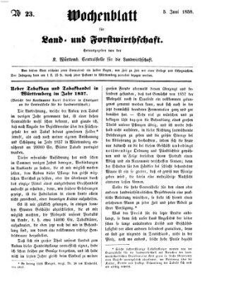 Wochenblatt für Land- und Forstwirthschaft Samstag 5. Juni 1858