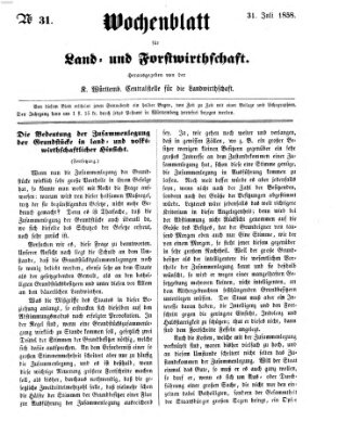 Wochenblatt für Land- und Forstwirthschaft Samstag 31. Juli 1858