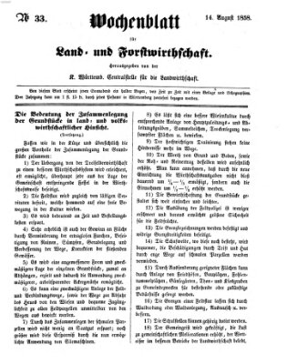 Wochenblatt für Land- und Forstwirthschaft Samstag 14. August 1858