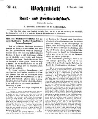 Wochenblatt für Land- und Forstwirthschaft Samstag 6. November 1858