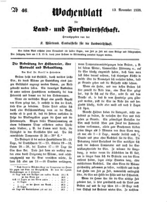 Wochenblatt für Land- und Forstwirthschaft Samstag 13. November 1858