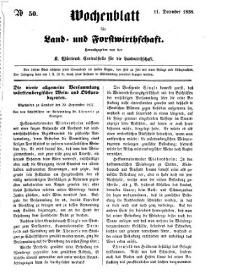 Wochenblatt für Land- und Forstwirthschaft Samstag 11. Dezember 1858