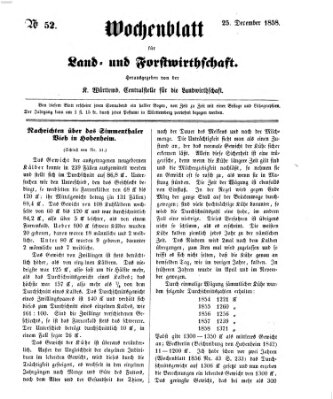 Wochenblatt für Land- und Forstwirthschaft Samstag 25. Dezember 1858