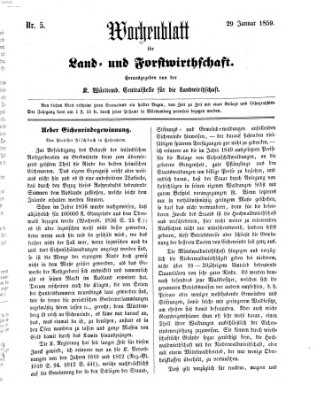 Wochenblatt für Land- und Forstwirthschaft Samstag 29. Januar 1859