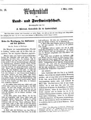 Wochenblatt für Land- und Forstwirthschaft Samstag 5. März 1859