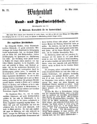 Wochenblatt für Land- und Forstwirthschaft Samstag 21. Mai 1859