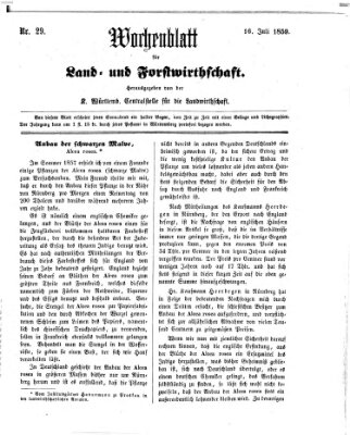 Wochenblatt für Land- und Forstwirthschaft Samstag 16. Juli 1859