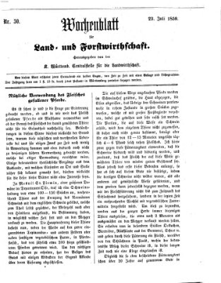 Wochenblatt für Land- und Forstwirthschaft Samstag 23. Juli 1859