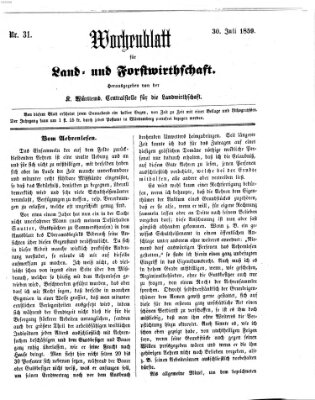 Wochenblatt für Land- und Forstwirthschaft Samstag 30. Juli 1859