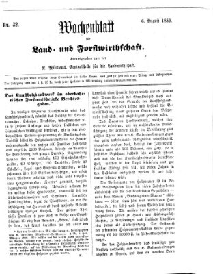 Wochenblatt für Land- und Forstwirthschaft Samstag 6. August 1859