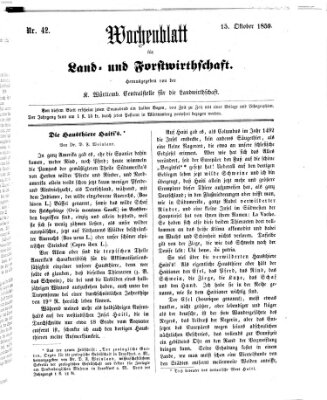 Wochenblatt für Land- und Forstwirthschaft Samstag 15. Oktober 1859