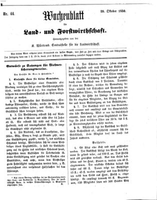 Wochenblatt für Land- und Forstwirthschaft Samstag 29. Oktober 1859