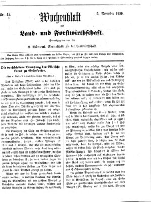 Wochenblatt für Land- und Forstwirthschaft Samstag 5. November 1859