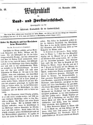 Wochenblatt für Land- und Forstwirthschaft Samstag 12. November 1859