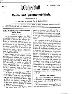 Wochenblatt für Land- und Forstwirthschaft Samstag 24. Dezember 1859