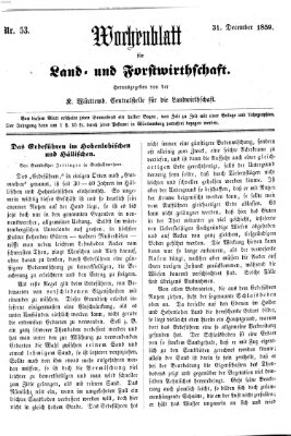 Wochenblatt für Land- und Forstwirthschaft Samstag 31. Dezember 1859