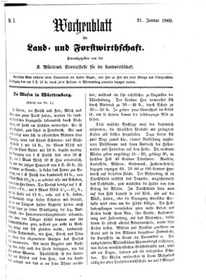 Wochenblatt für Land- und Forstwirthschaft Samstag 21. Januar 1860