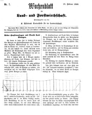 Wochenblatt für Land- und Forstwirthschaft Samstag 18. Februar 1860