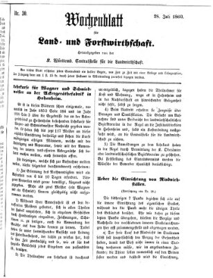 Wochenblatt für Land- und Forstwirthschaft Samstag 28. Juli 1860