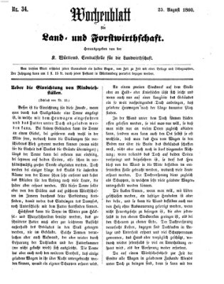 Wochenblatt für Land- und Forstwirthschaft Samstag 25. August 1860