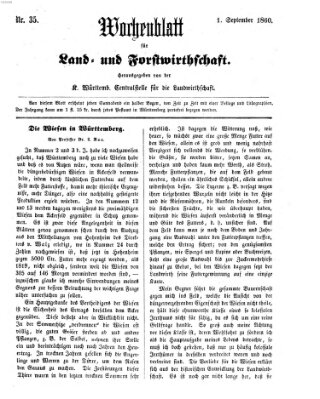 Wochenblatt für Land- und Forstwirthschaft Samstag 1. September 1860