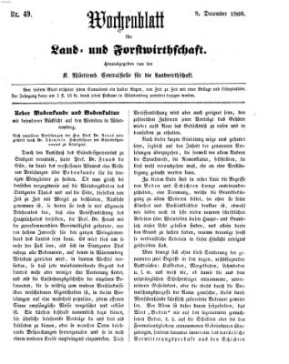 Wochenblatt für Land- und Forstwirthschaft Samstag 8. Dezember 1860